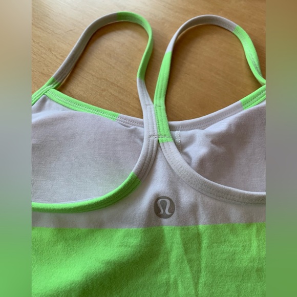 Lululemon Power Y tank size 4 bold stripe zippy green workout gym yoga - Picture 7 of 11